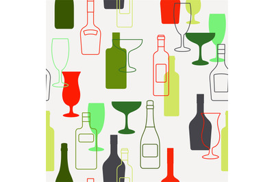 Alcohol bottles and glasses pattern