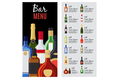 Alcohol drinks menu template