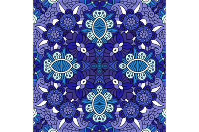 Decorative blue floral ornamental pattern