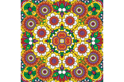 Ethnic bright mandala style flowers pattern