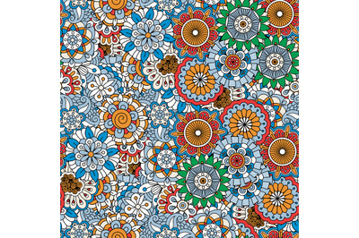 Doodle colored decorative floral pattern