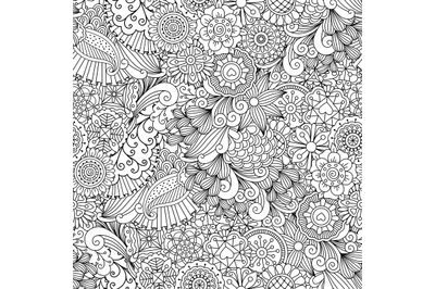 Sketchy doodles decorative floral pattern