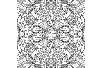 Monochrome summer sketching fabric pattern