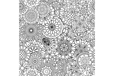 Pattern with round mandala style flowers