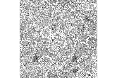 Outline ormanental flowers pattern