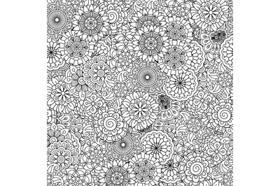 Black and white floral decorative pattern