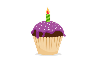 Sweet cupcake with candle icon