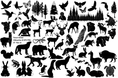 Forest Animal Silhouettes AI EPS PNG
