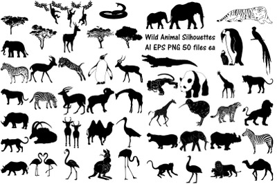 Wild Animal Silhouettes AI EPS PNG