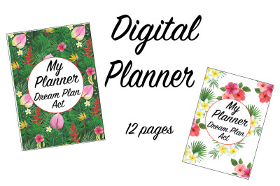 Tropics digital watercolor planner