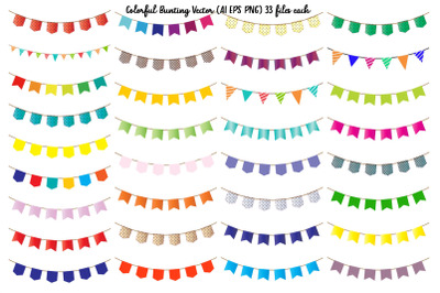 Bunting Colorful Vector AI EPS PNG