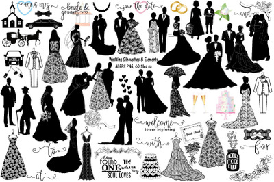 Wedding Silhouettes AI EPS PNG