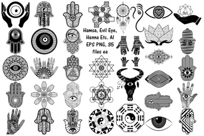 Hamsa Evil Eye Henna Etc AI EPS PNG