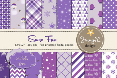 Snow Digital Papers and Clipart