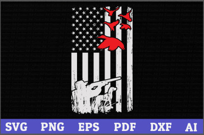 Duck Hunting American Flag, USA Hunting SVG Design,American Flag, USA