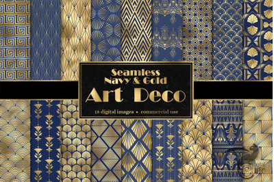 Navy and Gold Art Deco Digital Paper