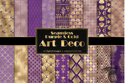 Purple and Gold Art Deco Digital Paper