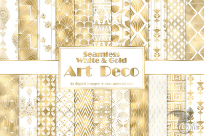 White and Gold Art Deco Digital Paper