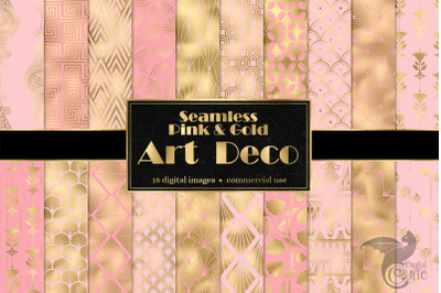 Pink and Gold Art Deco Digital Paper