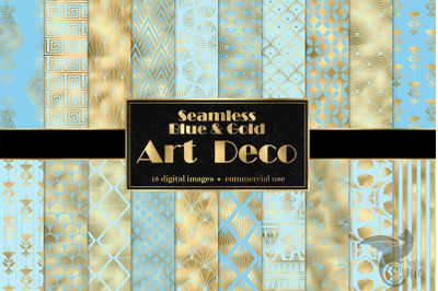 Blue and Gold Art Deco Digital Paper