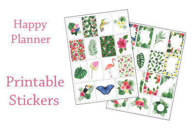 Stickers Printable Watercolor Tropics