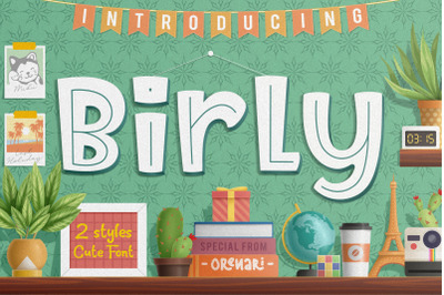 Birly ~ 2 Styles Cute Font