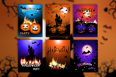 Set of Halloween illustrations. Vector.