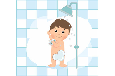 an illustration of boy in the bathroom