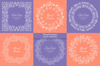 6 vector floral decorative frames