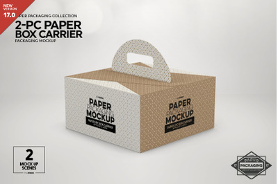 2pc Paper Box Carrier Packaging Mockup