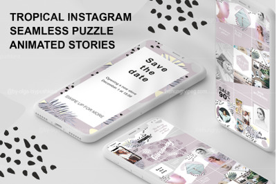 Tropical instagram seamless puzzle and animated stories