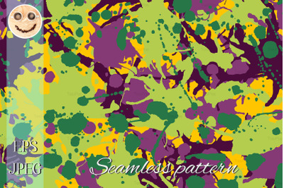 Purple green yellow camo seamless pattern