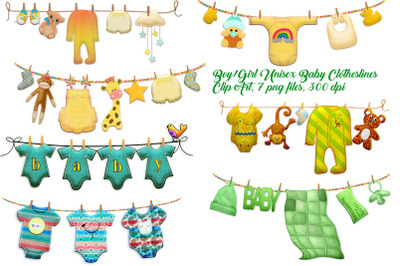 Baby Clothesline Unisex Boy or Girl ClipArt