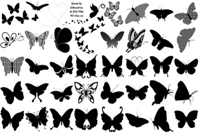 Butterfly Silhouettes AI EPS PNG