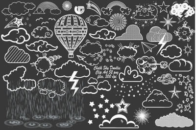 Chalk Sky Doodles. Clouds, Etc. and Rain Overlay