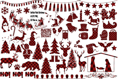 Red Buffalo Plaid Christmas AI EPS PNG