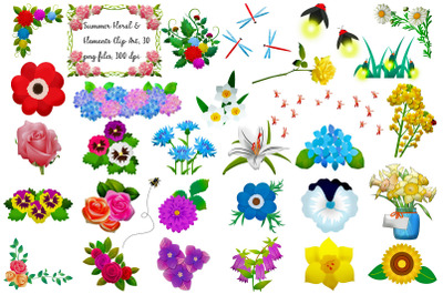 Flower and Elements Clip Art