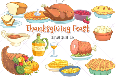 Thanksgiving Feast Clip Art Collection