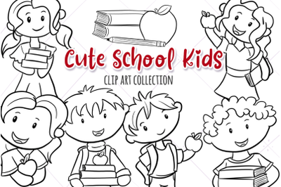 Cute School Kids Digital Stamps