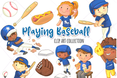 Playing Baseball Clip Art Collection