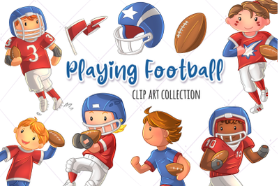 Playing Football Clip Art Collection