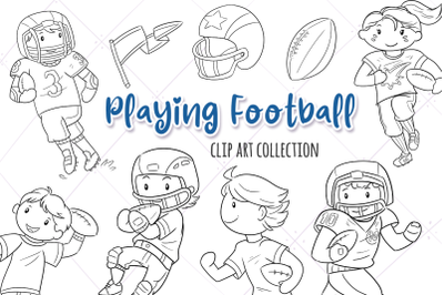 Playing Football Digital Stamps