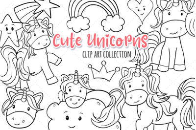 Cute Unicorns Digital Stamps