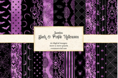 Black and Purple Halloween Digital Paper