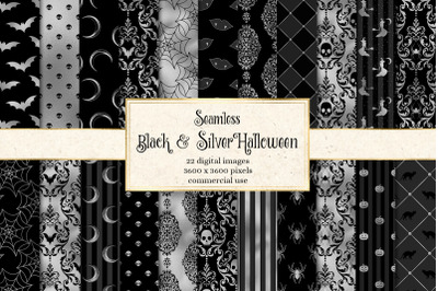 Black and Silver Halloween Digital Paper