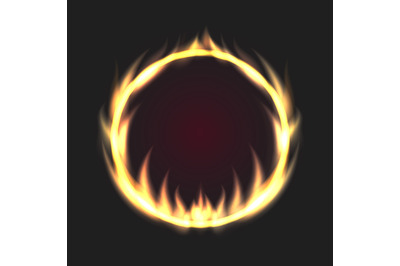 Abstract Ring of Fire Flame on Black Background. Vector illustration