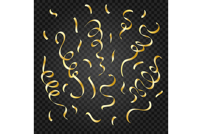 Golden Confetti Surprise Party Decoration Element Set on Transparent B