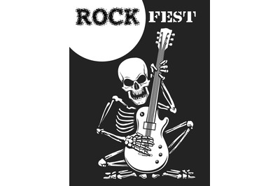 Skeleton Plays Guitar Rock Festival Poster.