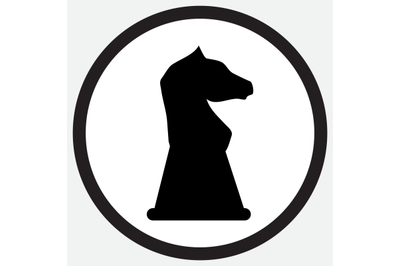 Chess horse icon monochrome black white