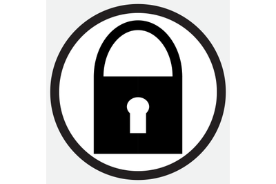 Padlock icon black white monochrome